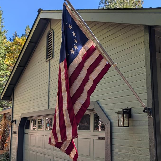 Bradford Embroidered Tea Stained Betsy Ross Flag 3x5 ft Outdoor Heavy Duty Vintage 13 Star American Flags for 250th Anniversary Colonial Flag Outdoor