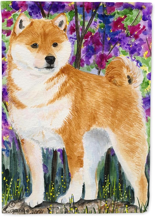 Caroline's Treasures SS8061GF Shiba Inu Garden Flag Mailbox Flag Decorative Yard Flag Banner Outside Patio Artwork Yard Flower Beds, Garden Size, Multicolor