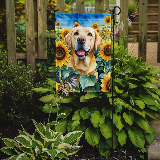Caroline's Treasures DAC6111GF Labrador Retriever in Sunflowers Garden Flag Mailbox Flag Decorative Yard Flag Banner Outside Patio Artwork Yard Flower Beds, Garden Size, Multicolor