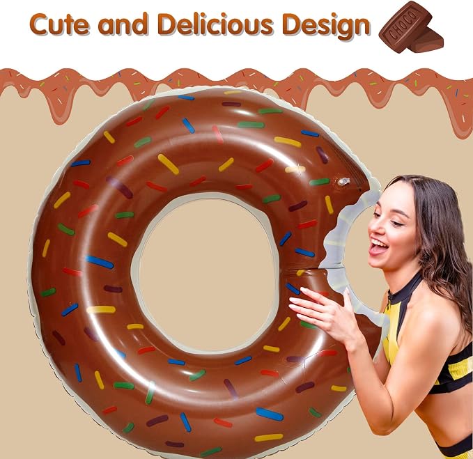 DMAR Donut Pool Float - Donut Tube & Ring for Beach & Pool