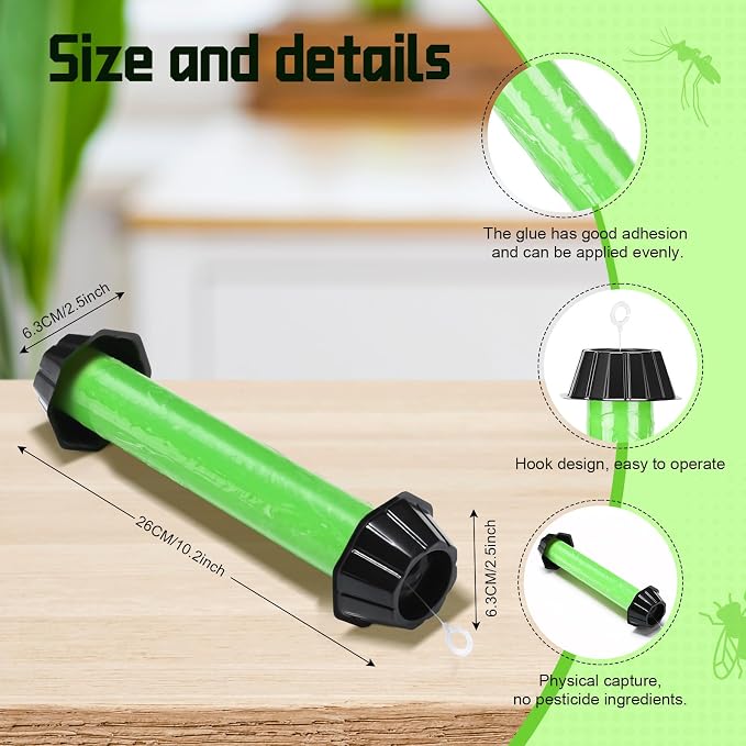 8 Pcs Fly Traps for Indoor Outdoor Hanging Fruit Fly Stick Trap Sticky Mosquito for Home Insect 10 x 2.5 Inches (Stylish,Green and Black)