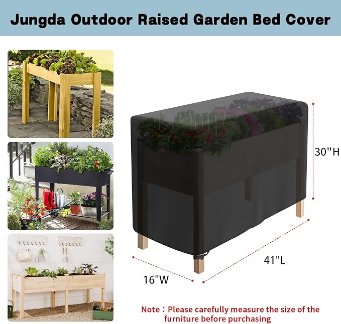 Outdoor Raised Garden Bed Cover for Winter (Only Cover), Waterproof Raised Planter Boxes Stand Covers - 41 x 16 x 30 inch