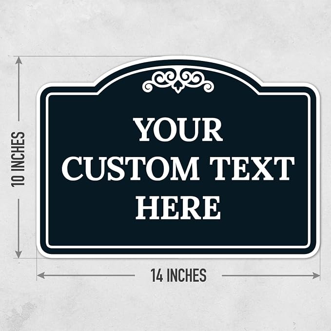 Custom Decorative Sign, Personalized Metal Sign for Business, Driveway, Home, Airbnb, Office Door Plaque, Black Background Sign, 14x10 Inches, ACM, Fade Resistant, Made in USA by Sigo Signs