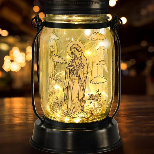 kyoryuger Virgin Mary Religious Gifts for Women/Men Virgin Mary Praying Solar Lantern Mom Birthday, Mothers Day, Religious Solar Garden Decoration Outside for Yard, Patio,Backyard,Porch, Torches
