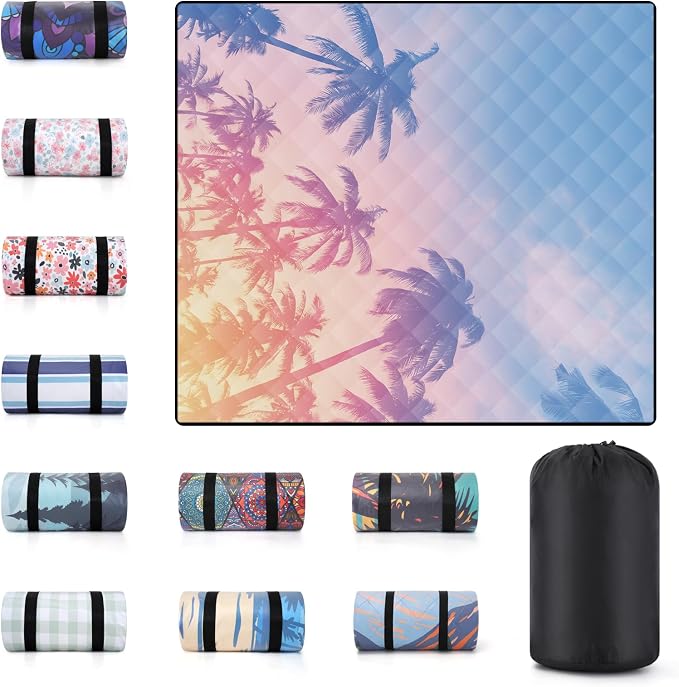 60x80" Picnic Blankets Waterproof Outdoor Huge Sand Free Beach Blanket Windproof Soft Patio Concert Ground Mats Backpacking Camping Travel Essentials Summer Outside Hawaii Vacation Stuff Gifts