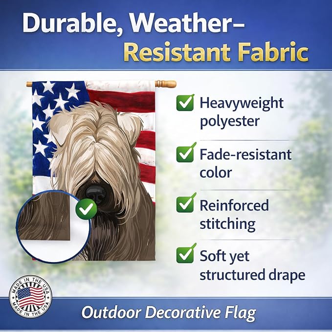 Caroline's Treasures CK6715CHF Soft-Coated Wheaten Terrier American Flag House Flag Large Porch Sleeve Pole Decorative Outside Yard Banner Artwork Wall Hanging, Polyester, House Size, Multicolor