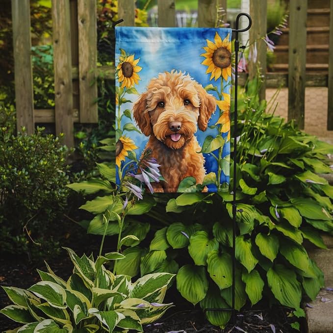 Caroline's Treasures DAC6113GF Labradoodle in Sunflowers Garden Flag Mailbox Flag Decorative Yard Flag Banner Outside Patio Artwork Yard Flower Beds, Garden Size, Multicolor