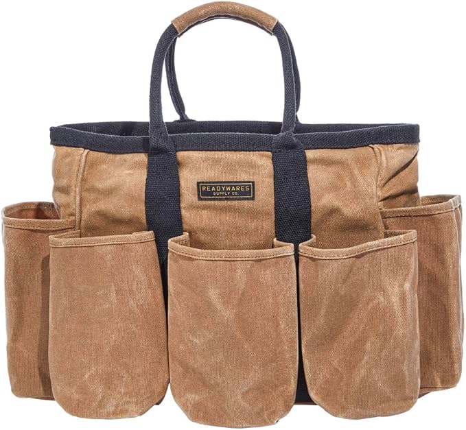 Readywares Supply Bag | 14" Waxed Canvas Gardening Tool Tote with Pockets