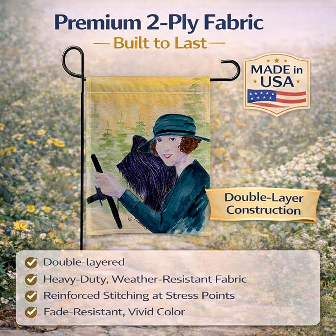 Caroline's Treasures SS8549GF Lady driving with her Briard Garden Flag Mailbox Flag Decorative Yard Flag Banner Outside Patio Artwork Yard Flower Beds, Garden Size, Multicolor