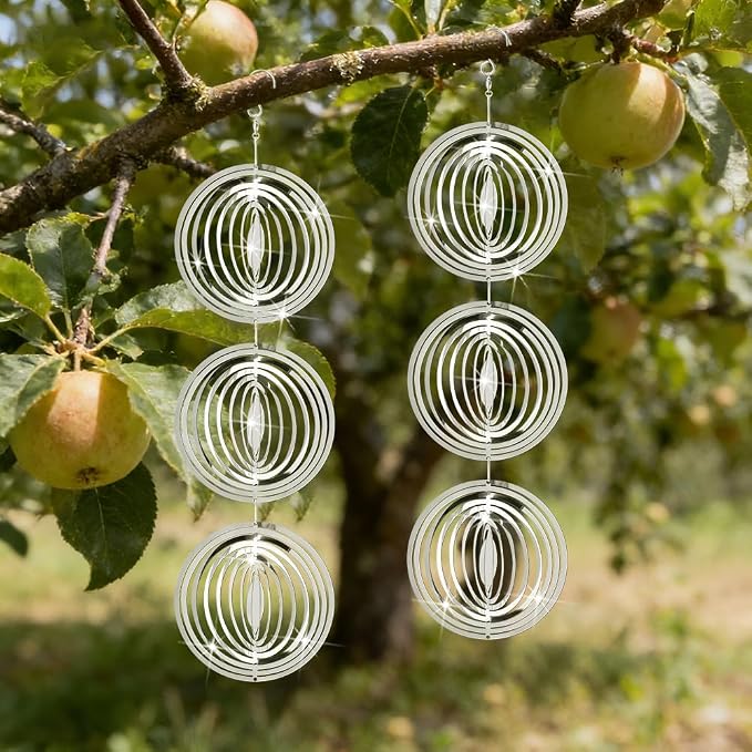 Reflective Bird Scare Discs, 12 PCS Bird reflectors to Keep Birds, Pigeon, Woodpecker Away, Double-Sided Mirror Reflectors for Outdoor Garden Decor