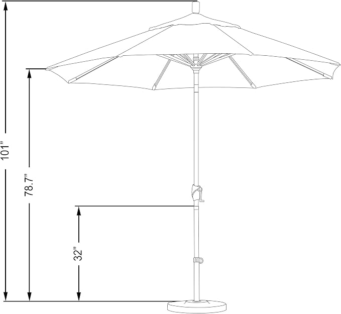 California Umbrella 9' Round Aluminum Market Umbrella, Crank Lift, Push Button Tilt, Bronze Pole
