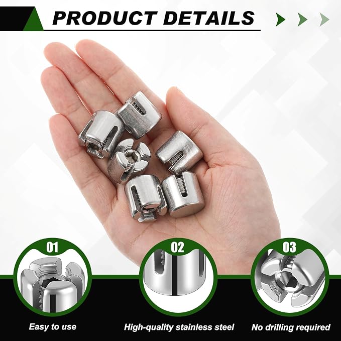 LEIFIDE 30 Pcs 1/8" Cable Cross Clamps T316 Stainless Steel Cross Clamps for Cable 3mm Wire Rope or Rod Fittings, Without Drilling Clips for Wire Trellis Kits