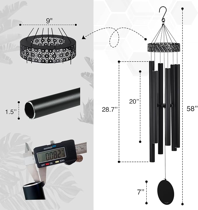 Extra Large Wind Chimes for Outside Deep Tone - 58'' Wind Chimes Outdoor Clearance, Deep Tone Wind Chime, Windchimes Outdoors, Memorial WindChimes, Sympathy Gift, Garden Patio Yard, Home Décor