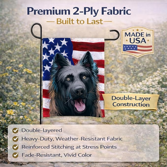 Caroline's Treasures CK6507GF Dutch Shepherd Dog American Flag Garden Flag Mailbox Flag Decorative Yard Flag Banner Outside Patio Artwork Yard Flower Beds, Garden Size, Multicolor