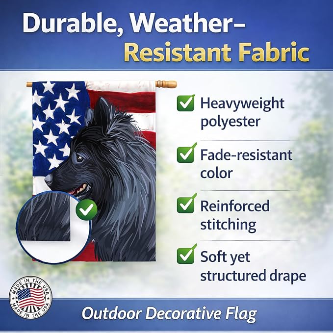 Caroline's Treasures CK6730CHF Swedish Lapphund Dog American Flag House Flag Large Porch Sleeve Pole Decorative Outside Yard Banner Artwork Wall Hanging, Polyester, House Size, Multicolor