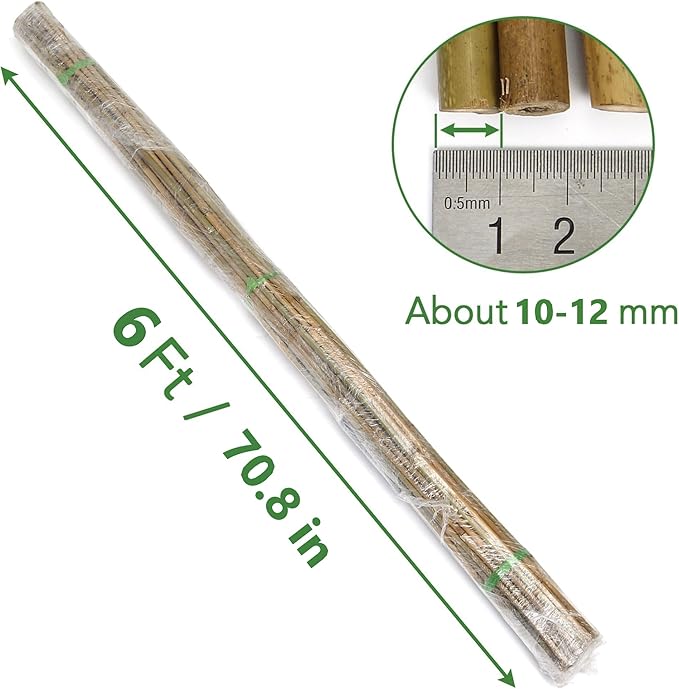 SWANGSA 45 Pack Bamboo Stakes for Plant 6 Feet, Bamboo Sticks for Garden Plant Support Stakes Poles for Tomatoes, Beans, Flowers, Potted Plants, Indoor and Outdoor Climbing Plants