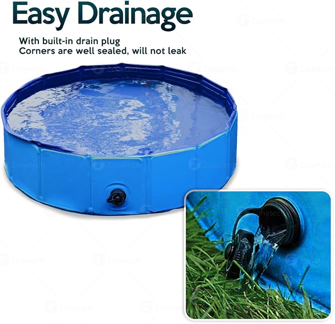 Zone Tech Fold-able Pet Dog Swimming Pool - Premium Quality Easy to Store Collapsible Compact Playing Bath for Kids, Leak-Proof Bathing Tub for Indoor & Outdoor Backyard