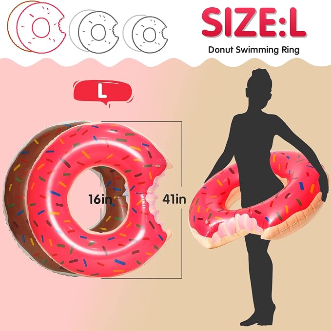 DMAR Donut Pool Float - Donut Tube & Ring for Beach & Pool