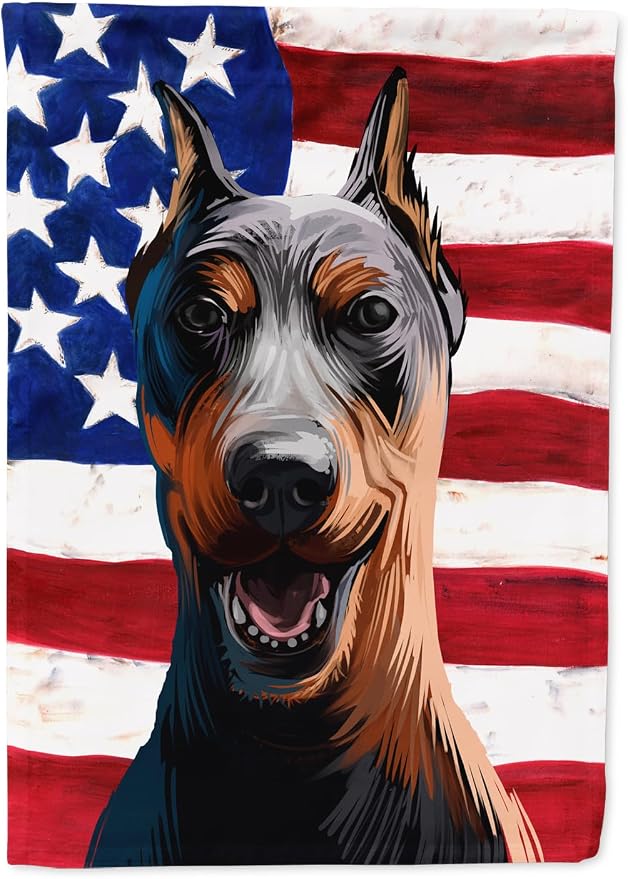 Caroline's Treasures CK6534GF German Pinscher Dog American Flag Garden Flag Mailbox Flag Decorative Yard Flag Banner Outside Patio Artwork Yard Flower Beds, Garden Size, Multicolor