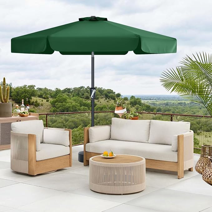 MASTERCANOPY 7.5ft Patio Umbrella with Valance, Crank and Tilt – 6 Ribs Outdoor Market Umbrella, UV/Fade Resistant, Waterproof Canopy with Wind Vent for Garden, Deck, Backyard, Pool (Forest Green)
