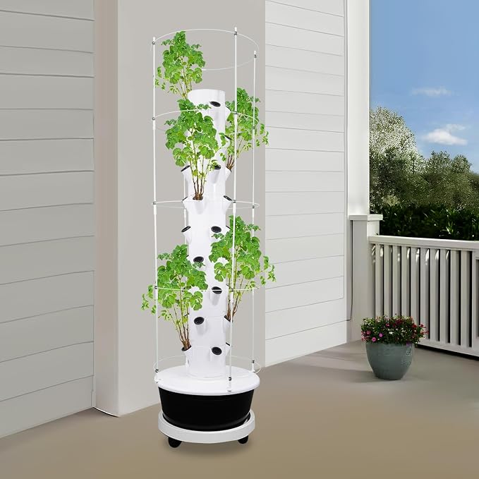 36 Pods Hydroponics Growing System kit, 9-Layer Movable Vertical Hydroponic Tower with Pump Timer Climbing Support Frame Indoor Gardening System for Vegetables Fruits Herb