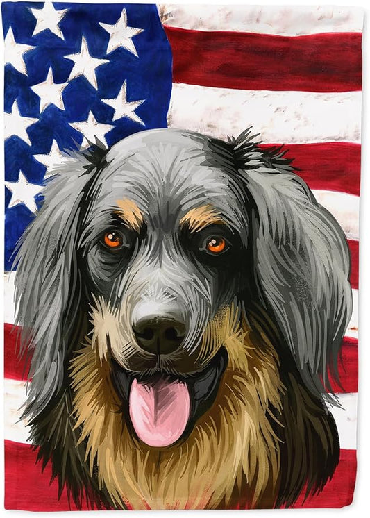 Caroline's Treasures CK6561CHF Hovawart Dog American Flag House Flag Large Porch Sleeve Pole Decorative Outside Yard Banner Artwork Wall Hanging, Polyester, House Size, Multicolor