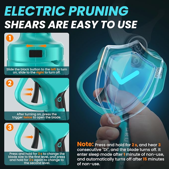 Electric Pruning Shears Cordless Pruner Shears Brushless 2.6 Inch Opening Size Compatible with Makita Batteries with 2 * 2Ah Battery Pruning Shears Garden Tool for Tree Trimming. Branch Cutter