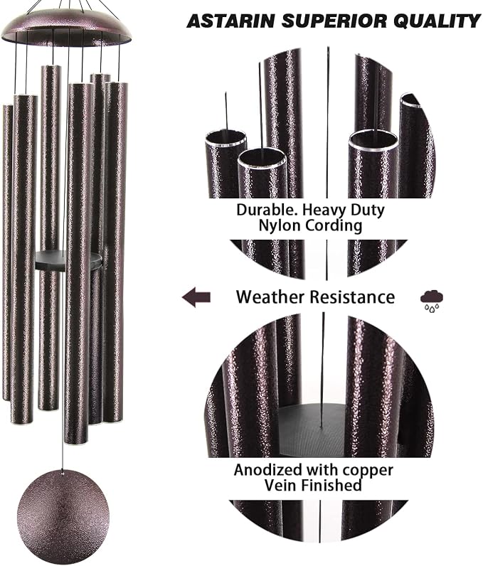ASTARIN 60" Extra Large Outside Metal Wind Chimes with Deep Tone, Outdoor for Patio Balcony Garden Yard Decoration