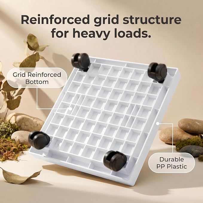 13 Inch Square Rolling Plant Caddy Saucer with Wheels, Heavy Duty Wheeled Planter Stand for Potted Plant, Coaster Roller Base Tray with Casters, Flower Pot Dolly Holder for Indoor Outdoor