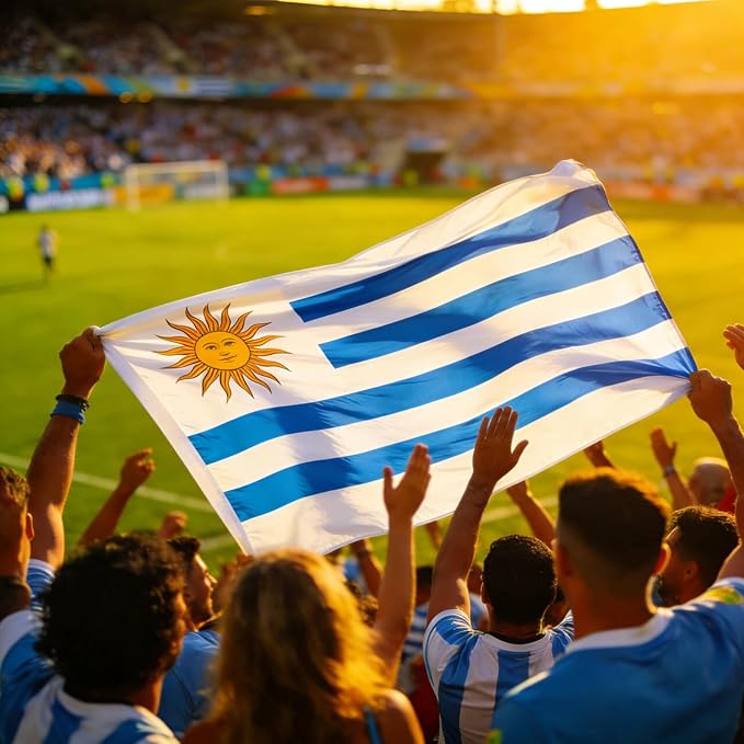 Ahfulife Uruguay Flag 3x5 Ft, 1 Pc Large Uruguayan National Flags for Outdoor Indoor, Double Sided with Brass Eyelets for World Cup, Party, Garden, Bar, Street Decor