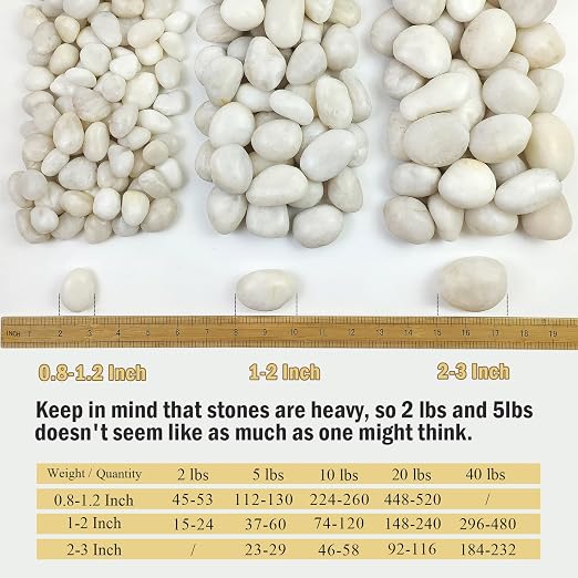 FANTIAN 5 lbs White River Rocks, Polished Pebbles for Indoor Plants, 1-2 inch Decorative White Stones for Plants Vase Aquarium Fish Tank and Outdoor Garden Landscaping Rocks