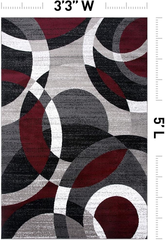 Rugshop Abstract Circles Contemporary High Traffic Area Rug Red 3'3" x 5' | Rectangular, Size 3'3" x 5', Living Room, Bedroom, Dining Room, Home Office, Kitchen, Entryway, Hallway, Nursery, Kids Room