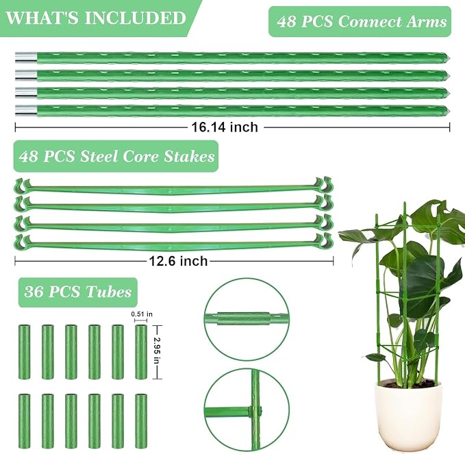 Moirsunt 4 Pack Tomato Cage for Garden- Plant Support Stakes Up to 63inch Garden Stakes Tomato Cage, Tomato Trellis for Potted Plants Climbing Vegetables Plants Flowers
