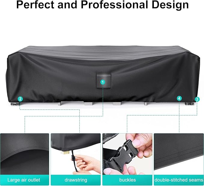 Patio Furniture Covers, Heavy Duty 600D Outdoor Furniture Cover Waterproof, Sectional Sofa Set Covers Table and Chair Set Cover,138"L×86"W×28"H