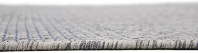 Unique Loom Collection Casual Transitional Solid Heathered Indoor/Outdoor Flatweave Area Rug (5' 3" x 8' Rectangle, Light Gray/Ivory)