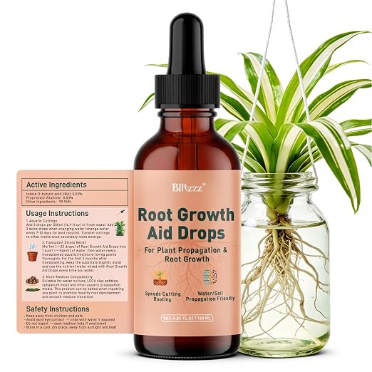 Root Drops - Liquid Rooting Hormone for Cuttings- Fast Growth Propagation Drops | Less Shock in Water/Soil/LECA/Moss | Fits Pothos, Monstera, Philodendron & All Houseplants (4 oz) (2)