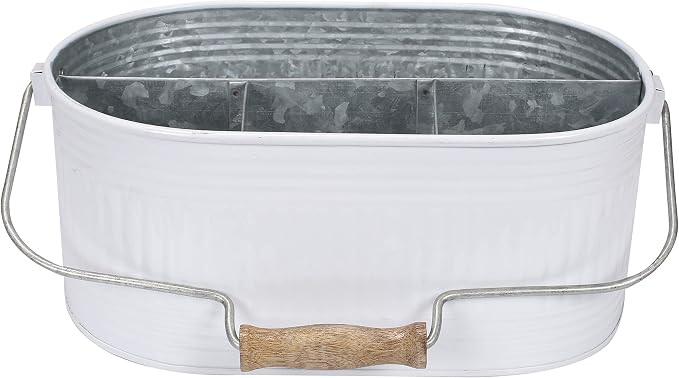 Alpha Living Home Silverware Organizer Kitchen Drawer Organizer Utensil Organizer Silverware Holder Cutlery Organizer Flatware Organizer Farmhouse Chic Design for Kitchen, Picnics & Parties (White)
