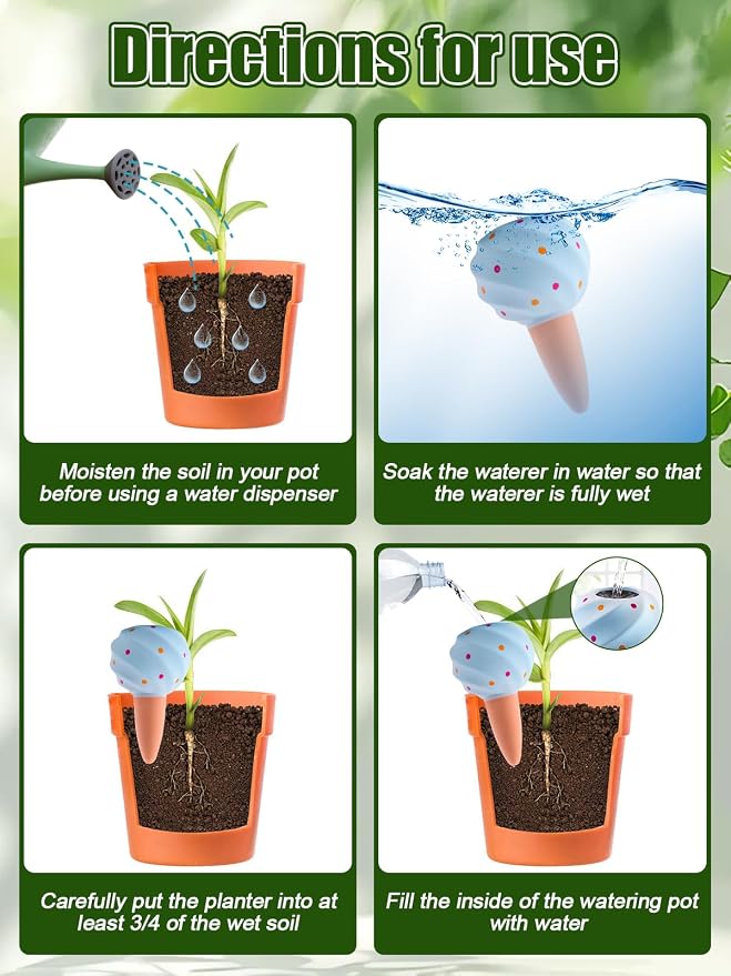 Kalolary 4PCS Plant Watering Globes Self Watering Stakes Terracotta Drip Water Stakes﻿ Irrigation Watering Bulbs for Pot, Indoor, Outdoor, Vacation (Conch)