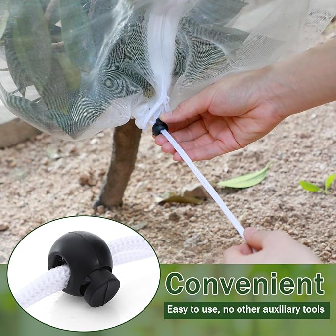 6 Pack Tomato Cage Covers, 18" x 60" Fine Mesh Plant Covers with Zipper & Drawstring, Reusable Garden Netting Protector Against Birds, Insects & Animals for Tomatoes, Peppers, Cucumbers