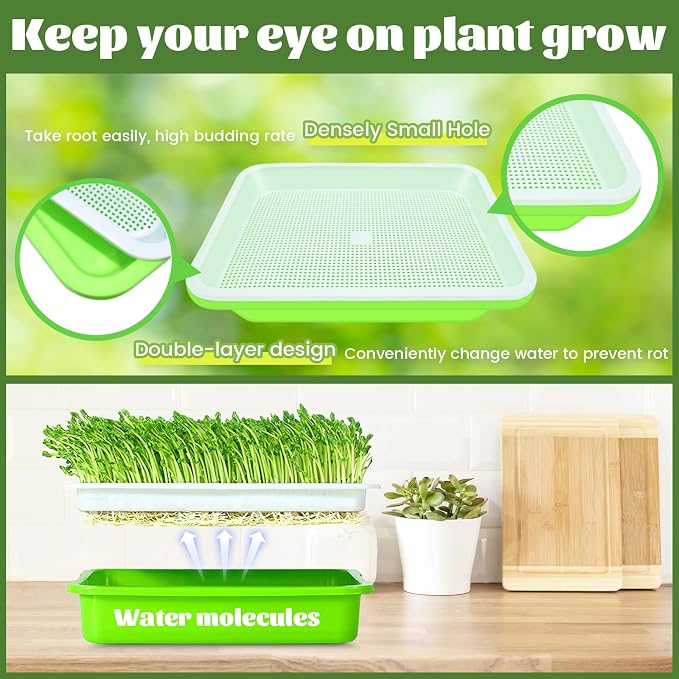 Legigo 16 Pack Seed Sprouter Trays- Soil-Free Cultivation Germination Tray, BPA Free Nursery Tray with Planting Paper for Indoors or Outdoors Sprouting Seeds, Grow Grass, Beans and More