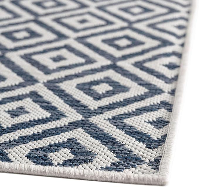 Unique Loom Outdoor Collection Area Rug - Costa Rica (5' 3' x 8' Rectangle, Blue/ Ivory)