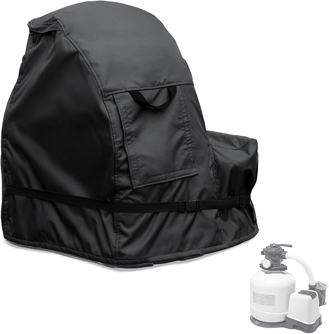 okcool Outdoor Sand Filter Pump Winter Cover,Black | Heavy Duty Waterproof UV Resistant Dust Cover Universal for Most Pool Sand Filter Equipment