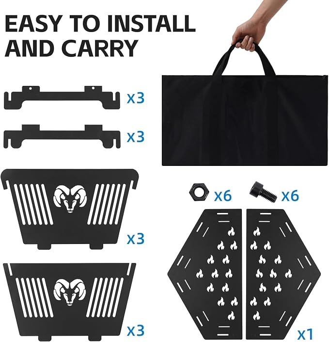 Portable Plug Fire Pit, 38.6"" Collapsible Fire Pit for Outdoor Wood Burning with Carry Bag, Folding Fire Pit for BBQ, Camping, Travel, Picnic, Backyard, Patio, black