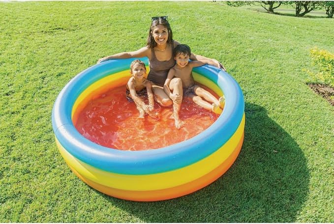 Poolcandy Inflatable Sunning Pools for up to 3 Adults (Rainbow Blue, Yellow, and Orange Inflatable Sunning Pool)