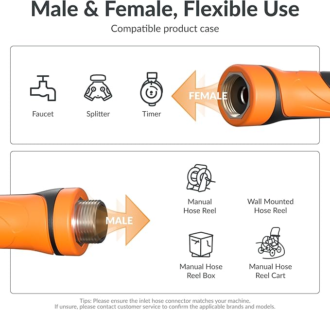 Giraffe Tools Garden Hose 5/8", Water Hose Heavy Duty, Flexible, Lightweight Hybrid Hose with Swivel Handle, 15ft Male to Female Fittings, Burst 600 PSI, Short Leader Hose