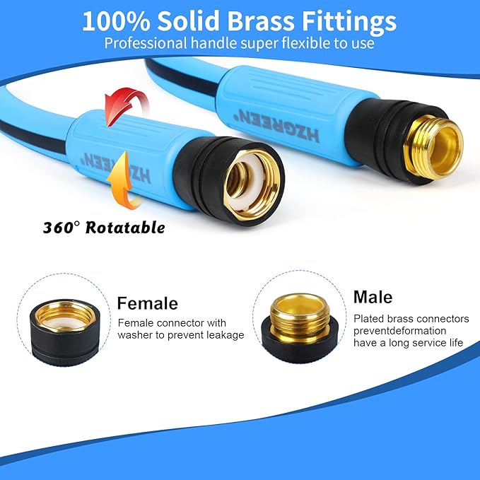 Garden Hose 5/8" x25FT, Heavy Duty 450B.P Water Hose Lawn & Garden Watering Equipment 3/4" Solid Brass Fittings