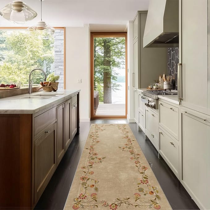2x6 Washable Runner Rugs for Entryway: Kitchen Rugs Non Slip Backing Stain Resistant Low Pile Soft Indoor Floor Carpet Runners for Hallways Bedroom Kitchen Laundry Room Farmhouse Indoor