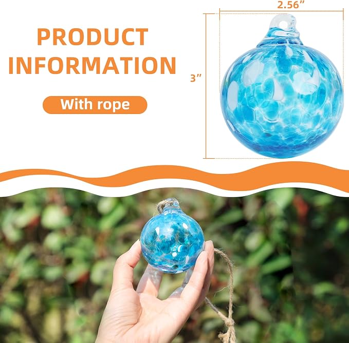 VOREEN 6-Pack Blown Glass Christmas Ornaments, 2.56" Handblown Hanging Glass Gazing Balls for Christmas Tree Decoration, Holiday Ornament Gift Set（Warm Amber & Holiday Tones）