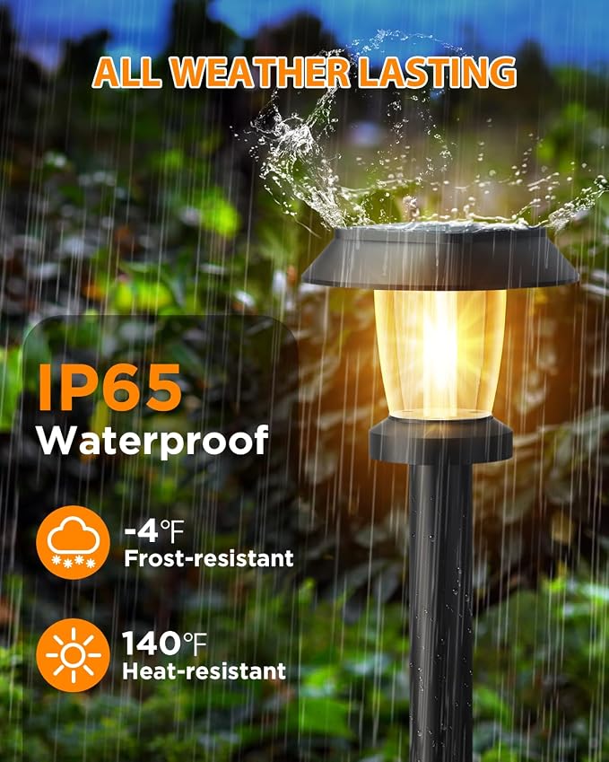 Solar Pathway Lights Outdoor - 8 Pack Solar Powered Garden Lights Waterproof IP65, Decor Landscape Lighting with Three Lighting Modes for Yard, Lawn, Walkway, Driveway, Warm White