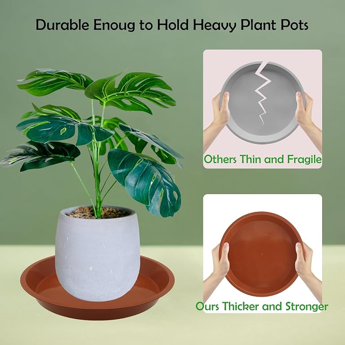 8 Pack 18 Inch Round Plant Saucers for Less 16 Inch Pot Indoors Outdoors Plant Trays for Pots Planter Saucer Plastic Drip Tray Planter Water Tray(Terracotta, 18"(8pcs))